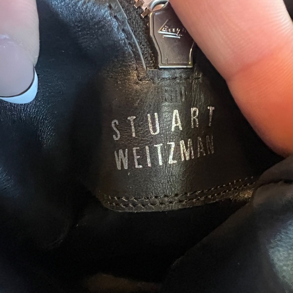 Stuart Weitzman black leather pull on zip mid calf boots size 6.5 - Picture 6 of 7